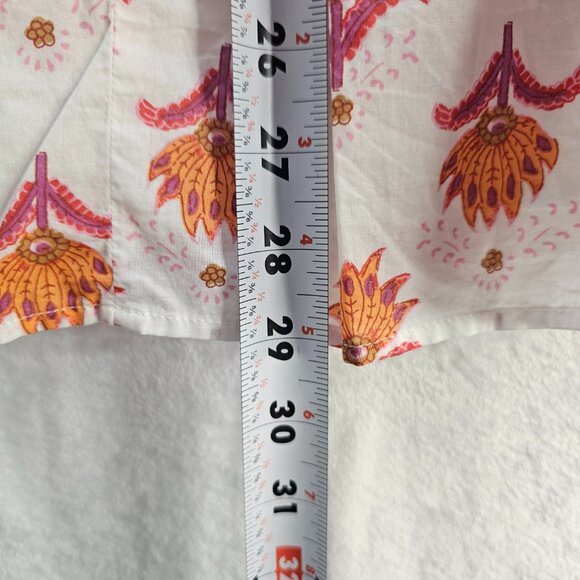 J Crew Women Floral Boho Skirt Midi Peasant Cotton Size 18 White Pink Orange - Picture 14 of 15